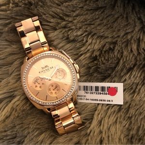 NWT Coach Boyfriend Women Watch in Rose gold $325